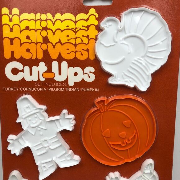 NEW Vintage Hutzler Plastic Cookie Cutters Set Thanksgiving Fall Harvest 1986 - Picture 2 of 5
